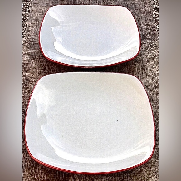 Set of 2 NORITAKE STONEWARE COLORWAVE Raspberry 8034 8.5" Square Salad Plates - Picture 8 of 10